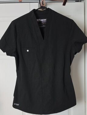 Grey's Anatomy Black V-Neck Short Sleeve Medical Tunic